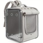 Large Pet Backpack Carrier for Cats & Small Dogs - 17lbs Ventilated Travel Hiking Carrier with Sturdy Mesh Ventilation, Ergonomic Design & Secure Straps, Lightweight Grey Outdoor Carrier for Safe & Comfortable Transport, Pet Carrier Backpack, Secure Zippe